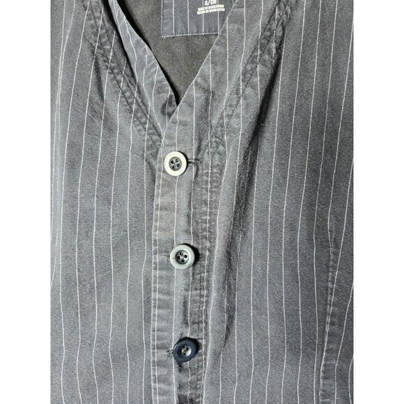 Decree Black Pinstriped Button Front Vest Size Medium Steampunk Dark Academia - Picture 11 of 12